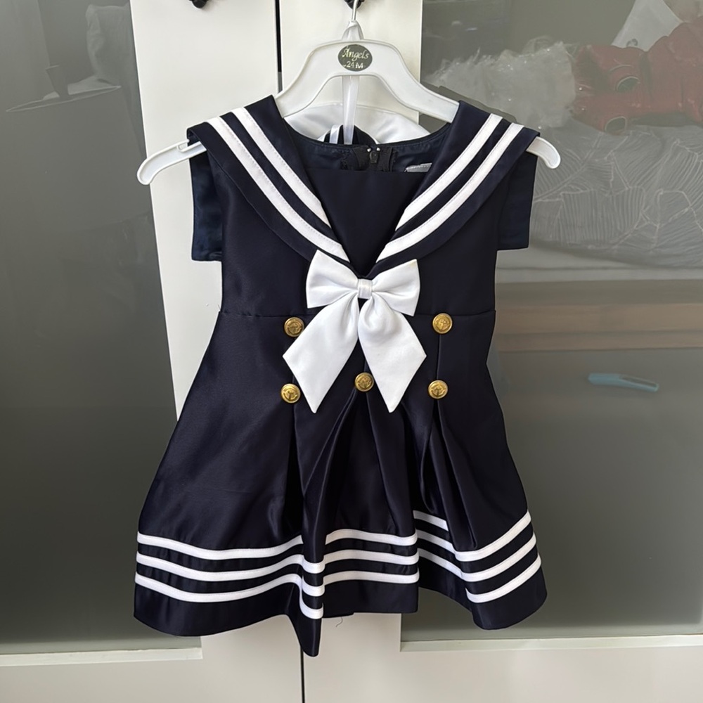 Angels Navy and White Formal Kids Dress